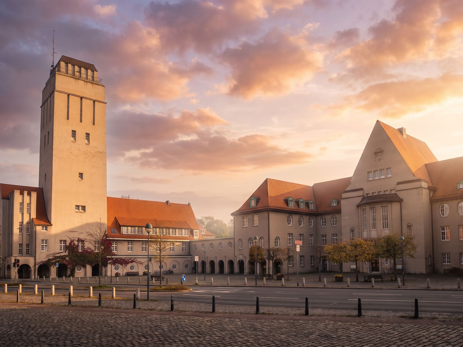 Delmenhorst: Rathausplatz mit historischem Wasserturm, Einsatzgebiet von Entrümpelungsservice Özmen